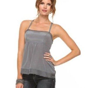 Forever 21 Love 21 Size Small 100% Silk Gray Crisscross Straps Top